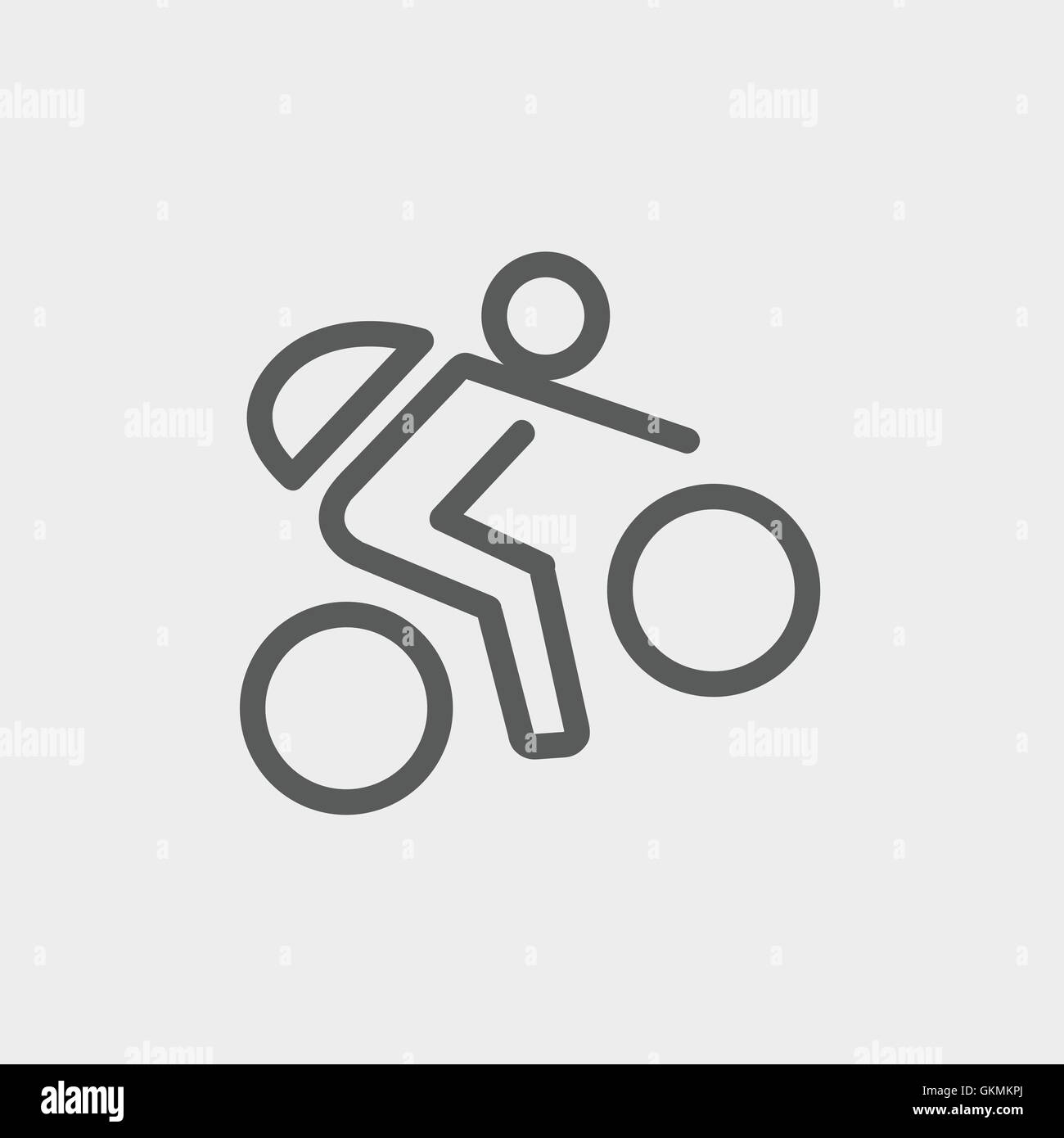 Mountain bike rider sur l'icône de la ligne mince Illustration de Vecteur