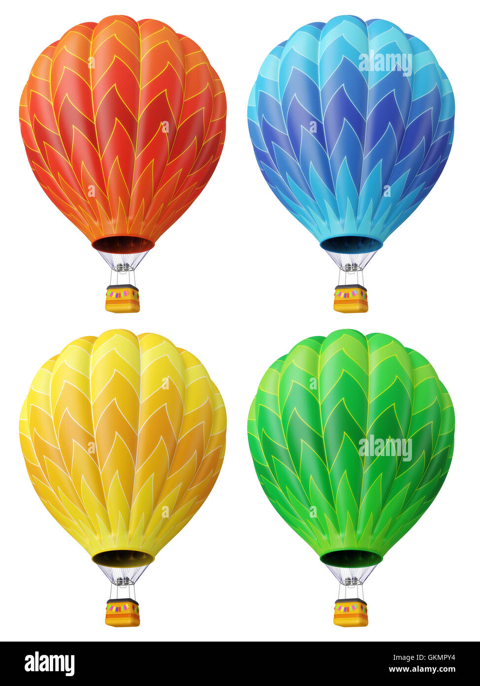Ensemble de 4 ballons multicolores Banque D'Images