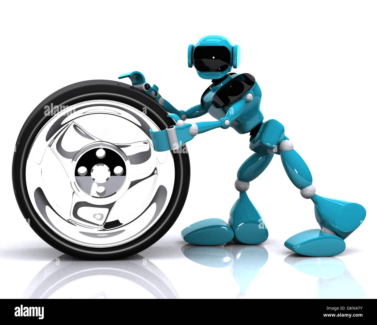 robot et roue Banque D'Images