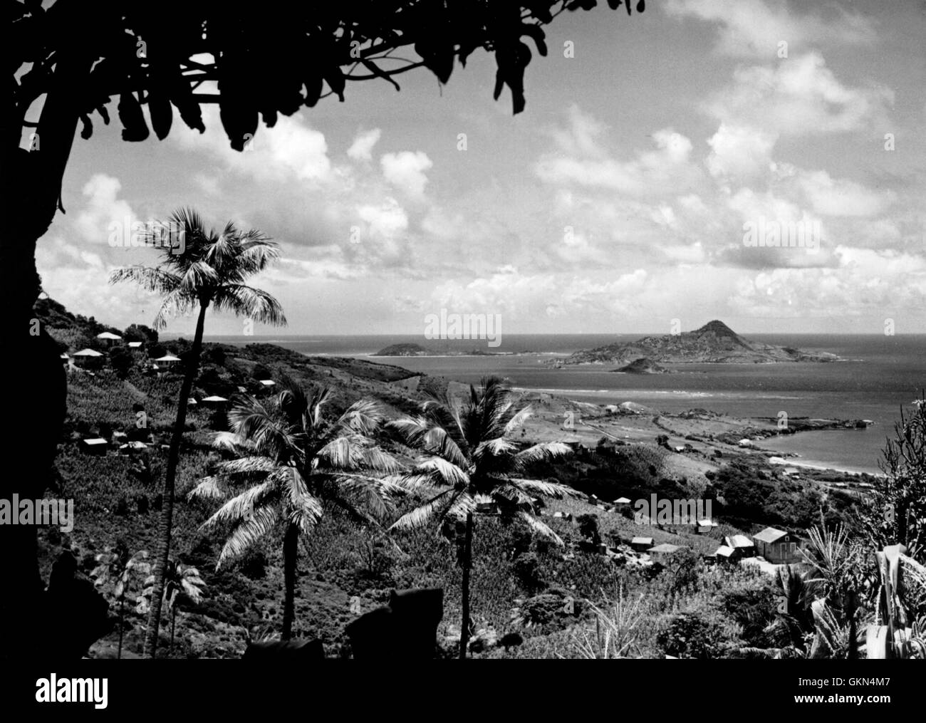 AJAXNETPHOTO. 1959. CARRIACOU, GRENADINES. - Une île VUE DU HAUT HILL MONTRANT LA PETITE MARTINIQUE, PETIT ST. VINCENT ET LITTLE TOBAGO. PHOTO ; REG CALVERT/AJAX AJAX ©NEWS & FEATURE SERVICE/REG CALVERT COLLECTION REF:CARRIACOU RC1959 Banque D'Images