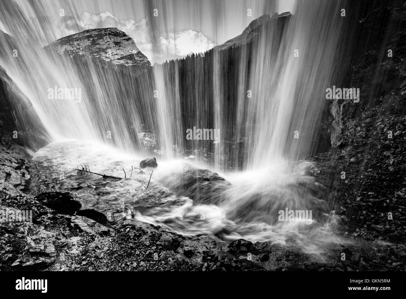 Les cascades de Fanes. Cascate di Fanes. Les Dolomites d'Ampezzo. Vénétie. Italie. Europe. Banque D'Images