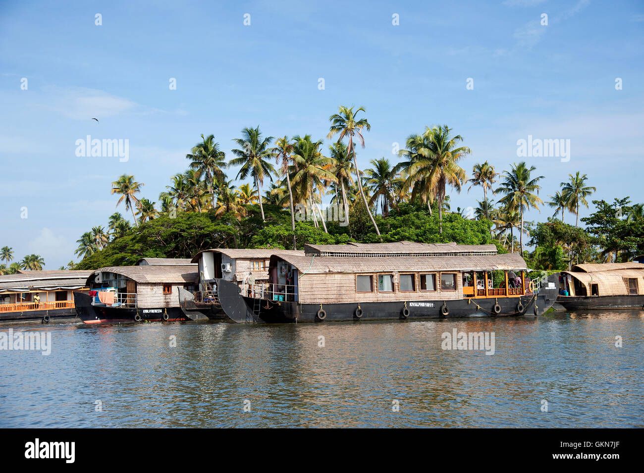 L'image de House Boat en Alleapy, Kerala, Inde Banque D'Images