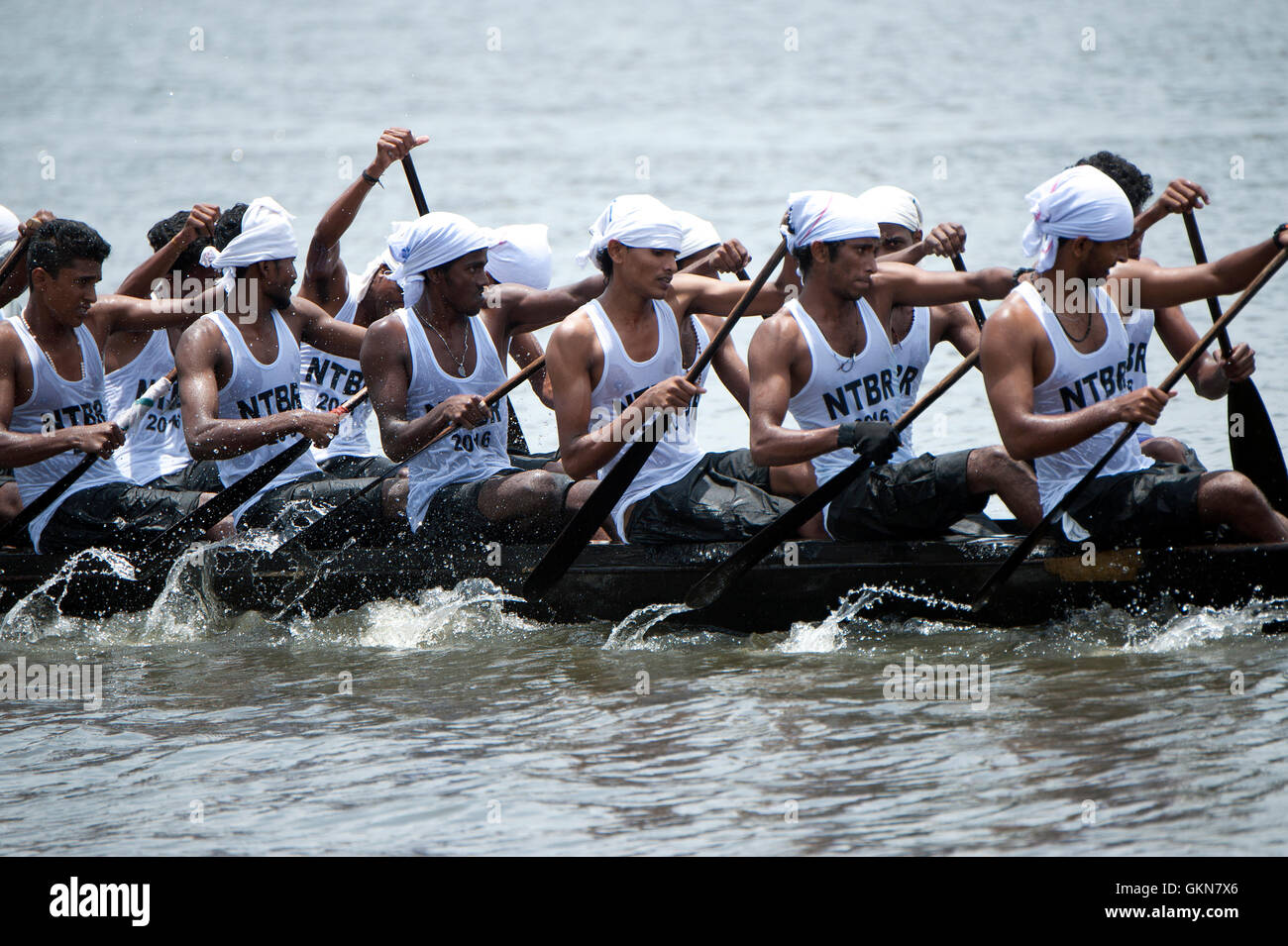 L'image du participant, l'aviron, Snake bateau , bateau de Nehru, le jour de la course, Allaepy Punnamda Lake, le Kerala Inde Banque D'Images