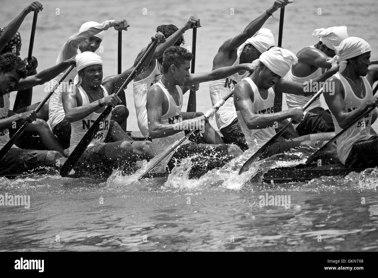 L'image du participant, l'aviron, Snake bateau , bateau de Nehru, le jour de la course, Allaepy Punnamda Lake, le Kerala Inde Banque D'Images