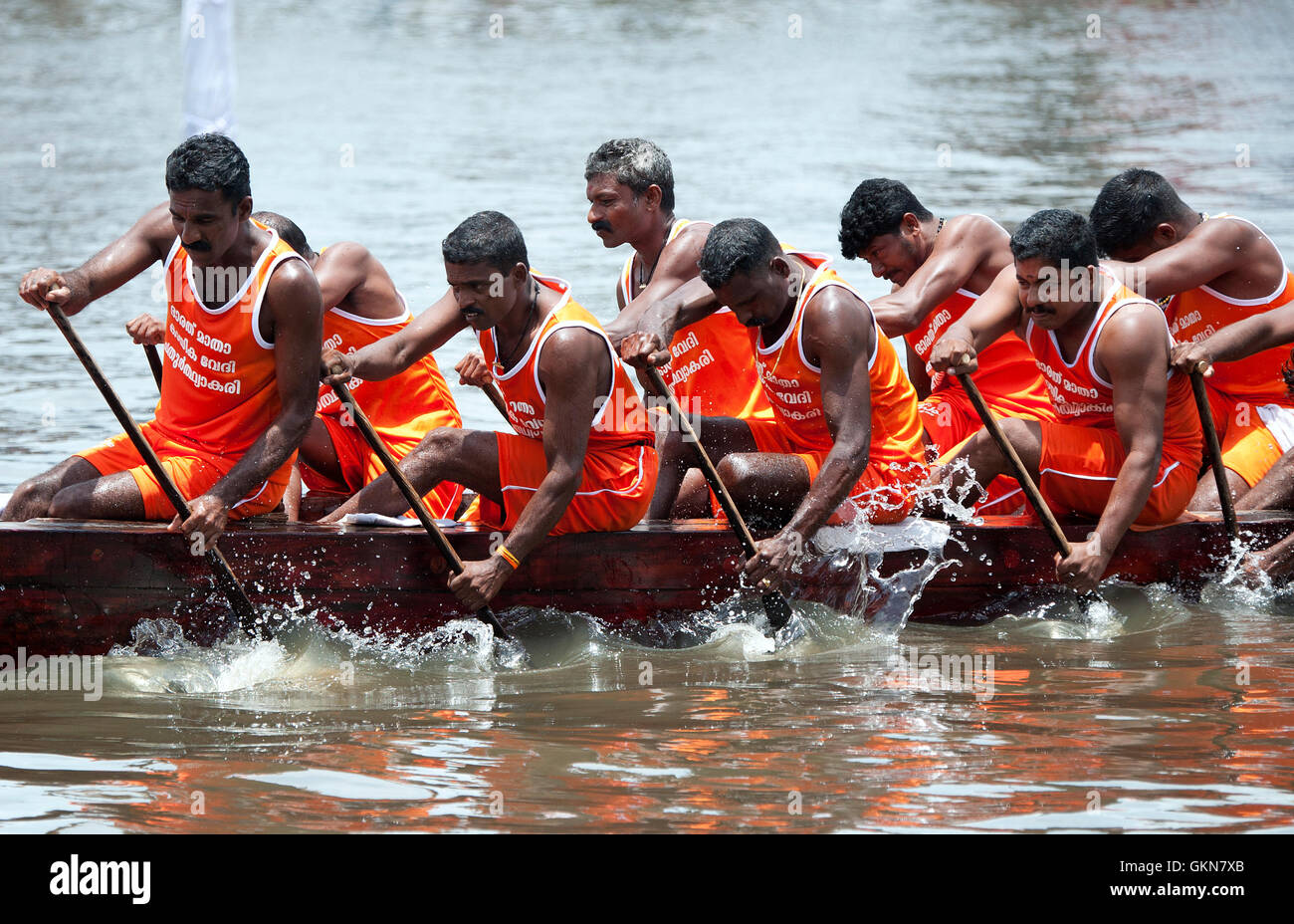 L'image du participant, l'aviron, Snake bateau , bateau de Nehru, le jour de la course, Allaepy Punnamda Lake, le Kerala Inde Banque D'Images