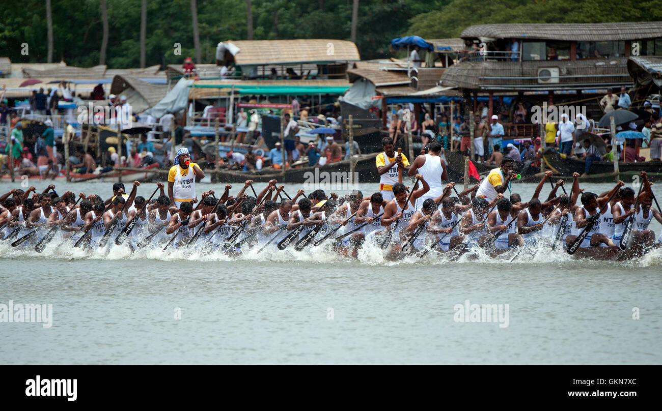 L'image du participant, l'aviron, Snake bateau , bateau de Nehru, le jour de la course, Allaepy Punnamda Lake, le Kerala Inde Banque D'Images