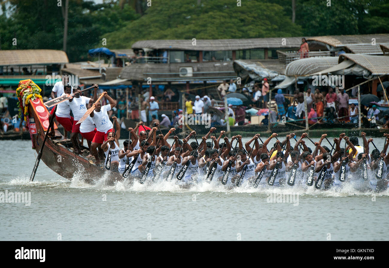 L'image du participant, l'aviron, Snake bateau , bateau de Nehru, le jour de la course, Allaepy Punnamda Lake, le Kerala Inde Banque D'Images