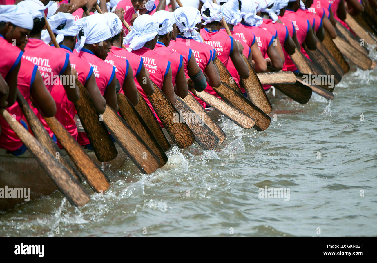 L'image de Snake bateau en Nehru boat race day, Allaepy Punnamda, Lac, Kerala Inde Banque D'Images