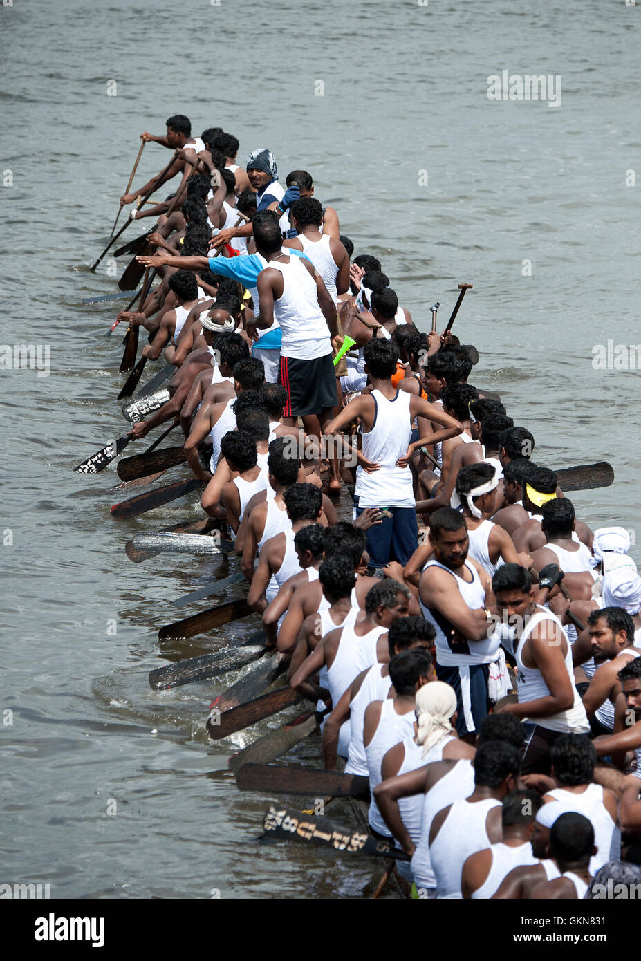 L'image de Snake bateaux dans Nehru boat race day, Allaepy Punnamda, Lac, Kerala Inde Banque D'Images