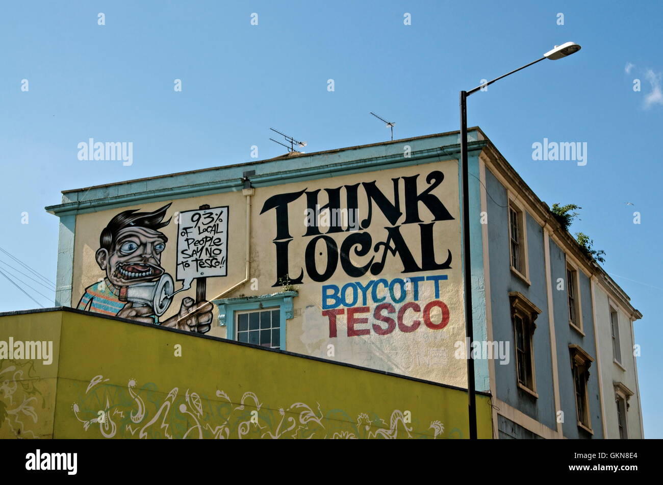 Street art à Bristol - Campagne contre Tesco Banque D'Images