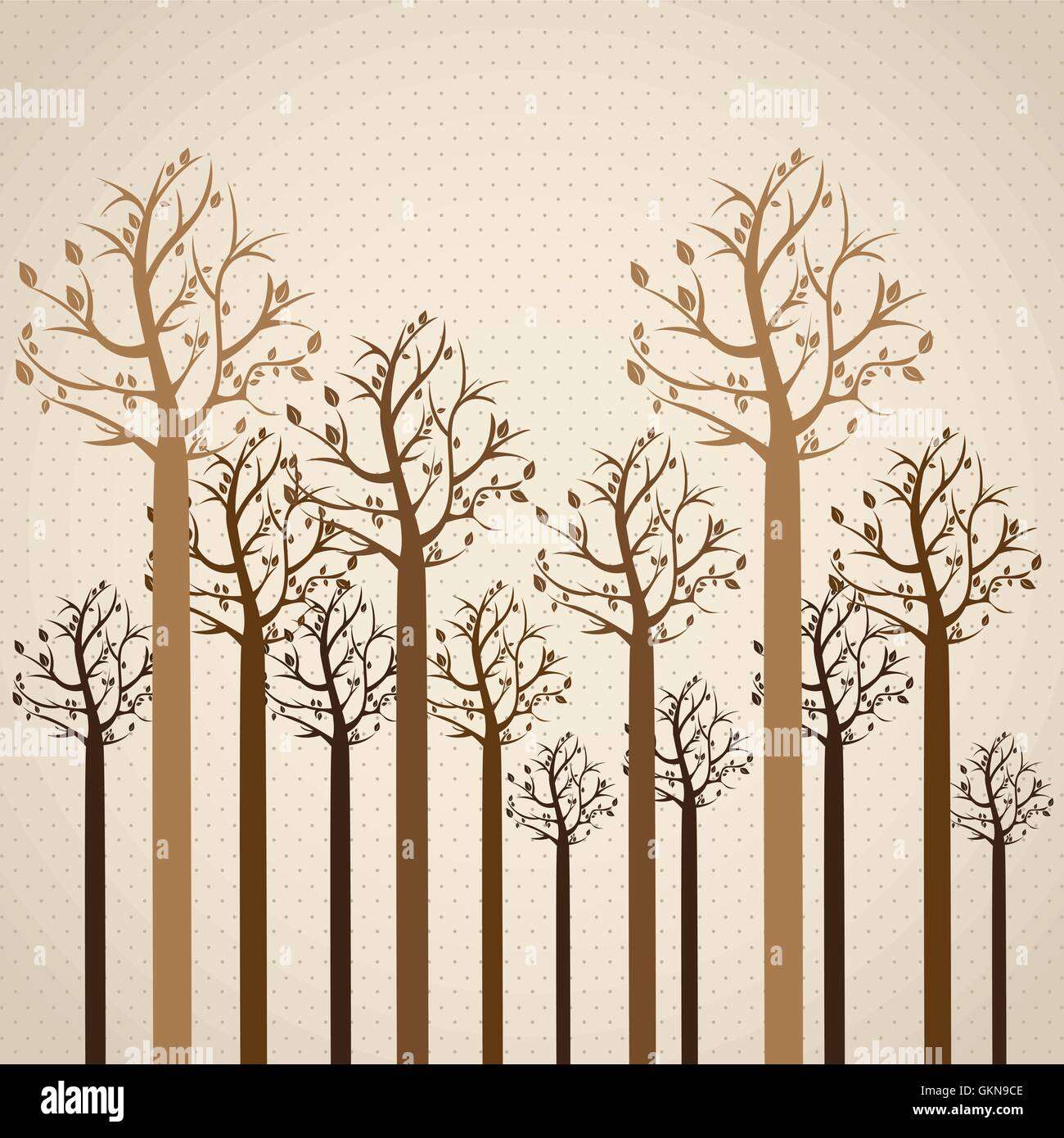 Saison arbres arbres sans feuilles en couleurs marron vecteur printemps illust Illustration de Vecteur