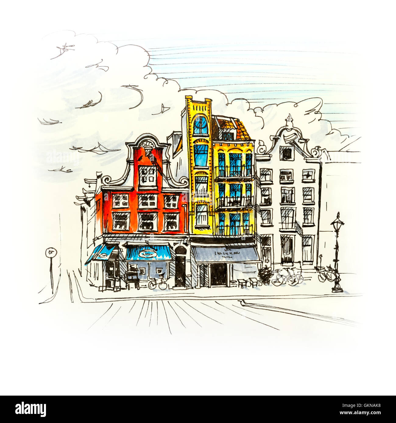 Vue sur la ville d'un canal à Amsterdam Banque D'Images