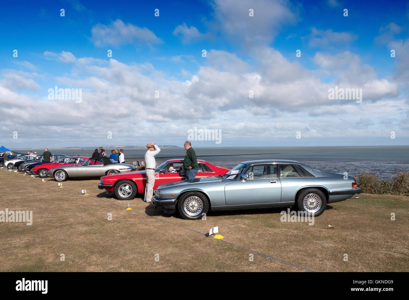 Les voitures sur l'affichage à Whitstable Classic Motor Show,Pentes de Tankerton UK Kent Banque D'Images