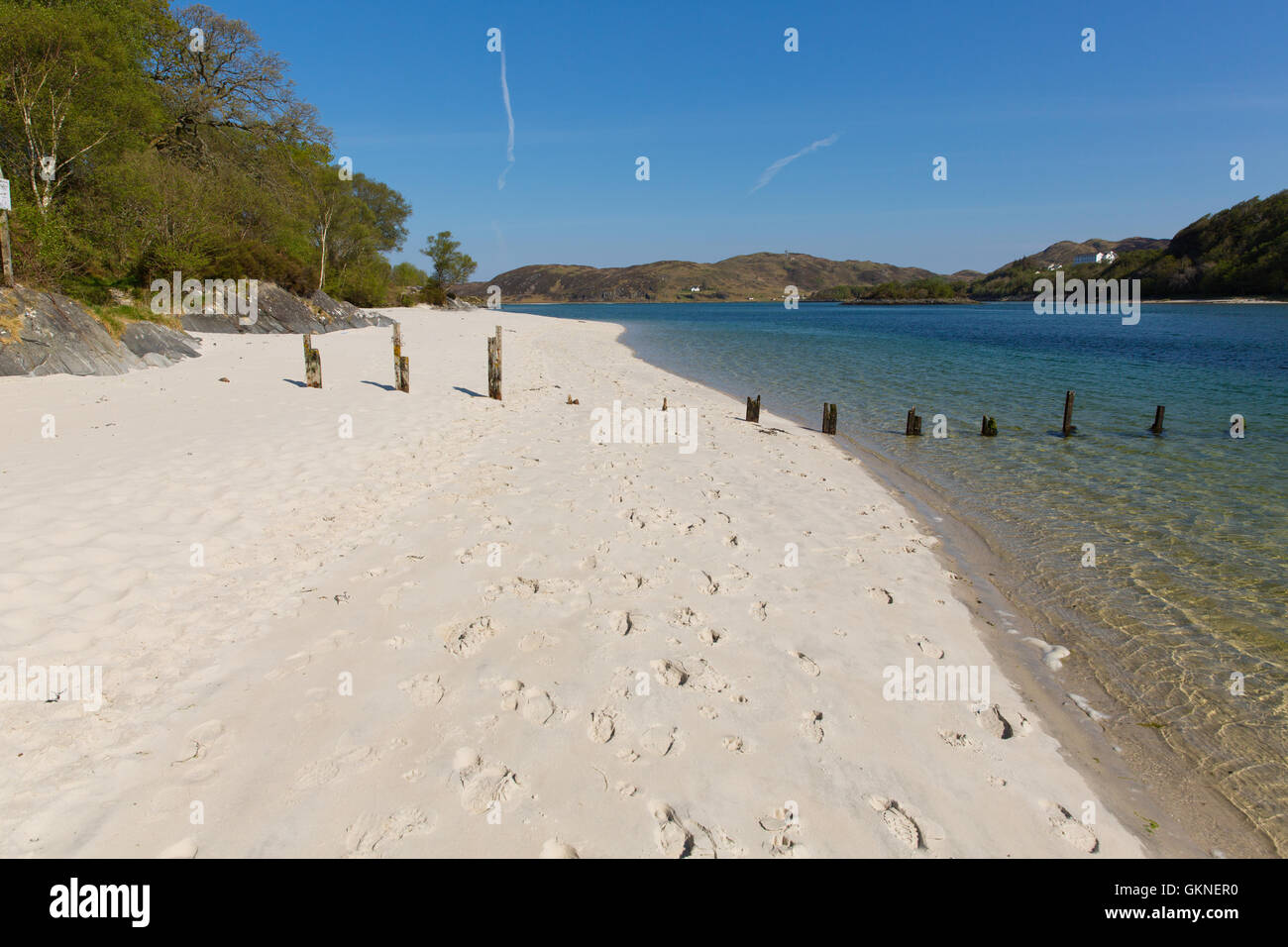 Silver Sands de Morar belle plage en Ecosse uk de plages de sable blanc sur la côte d'Arisaig à Morar au sud de Mallaig Banque D'Images