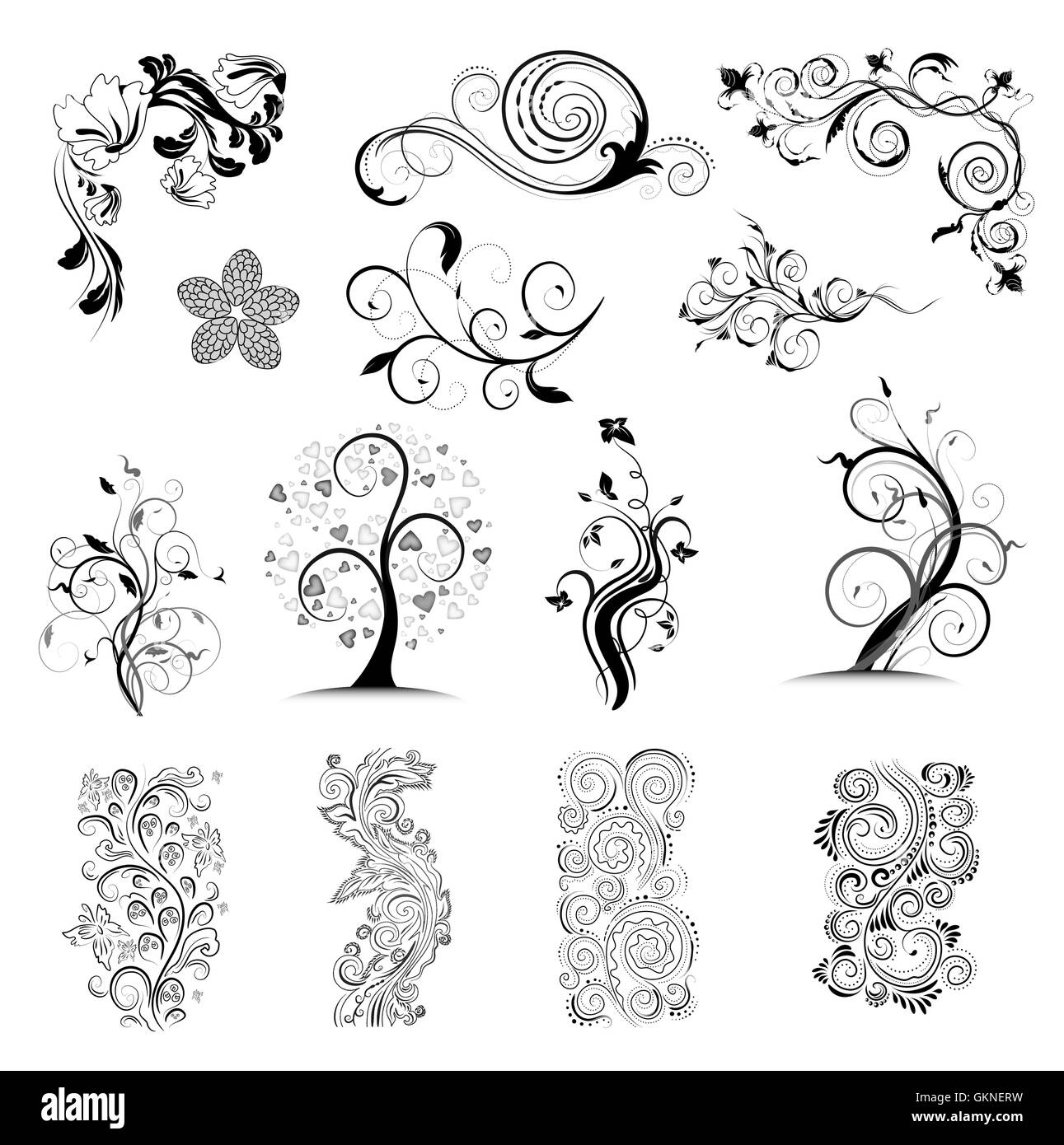 Graphique art feuille fleur plante fleur s'épanouir épanouissement vintage fantasy spring Illustration de Vecteur