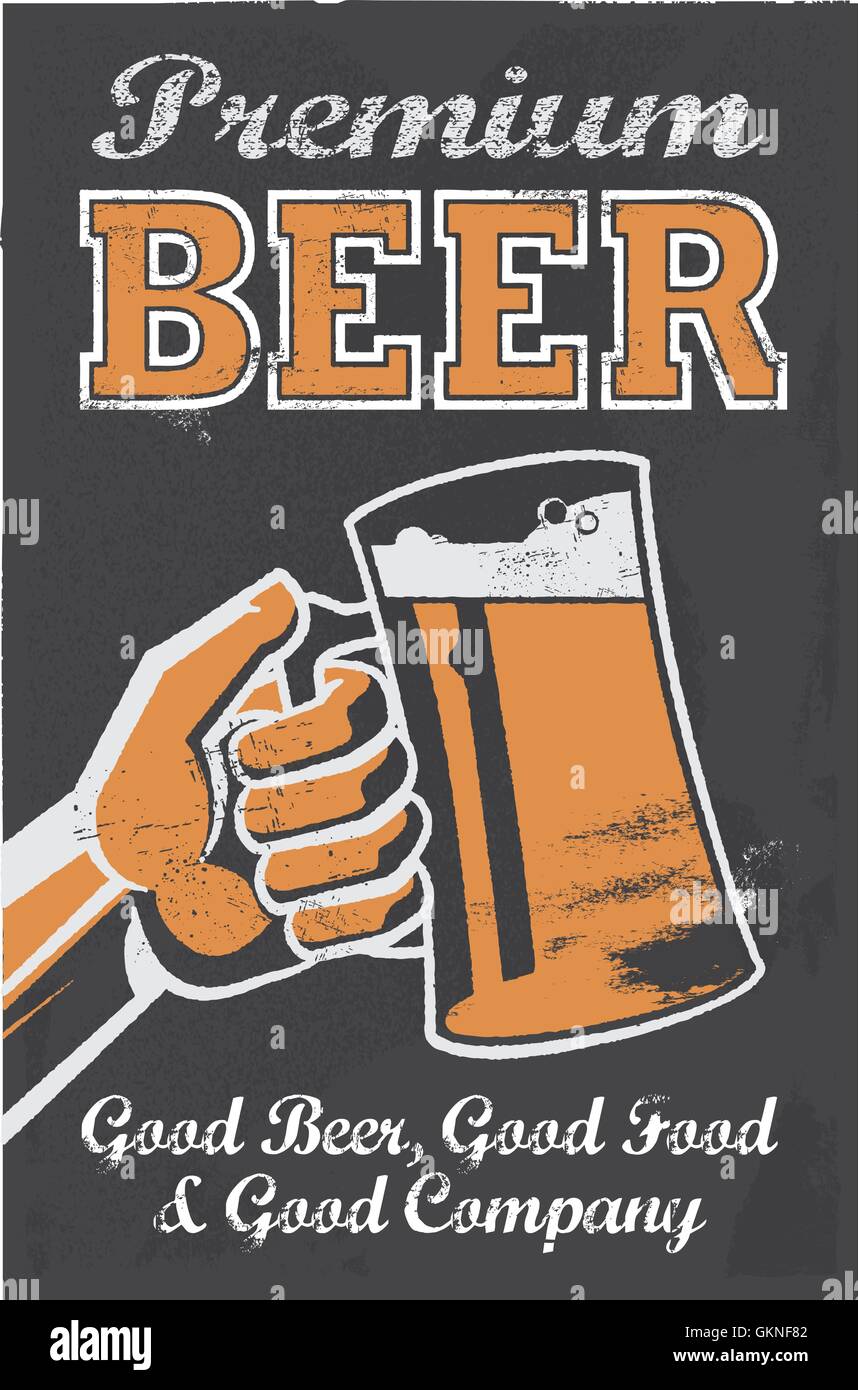 Vintage poster bière brasserie signe rétro tableau bord restaurant bar tavern calice verre Tumbler Illustration de Vecteur