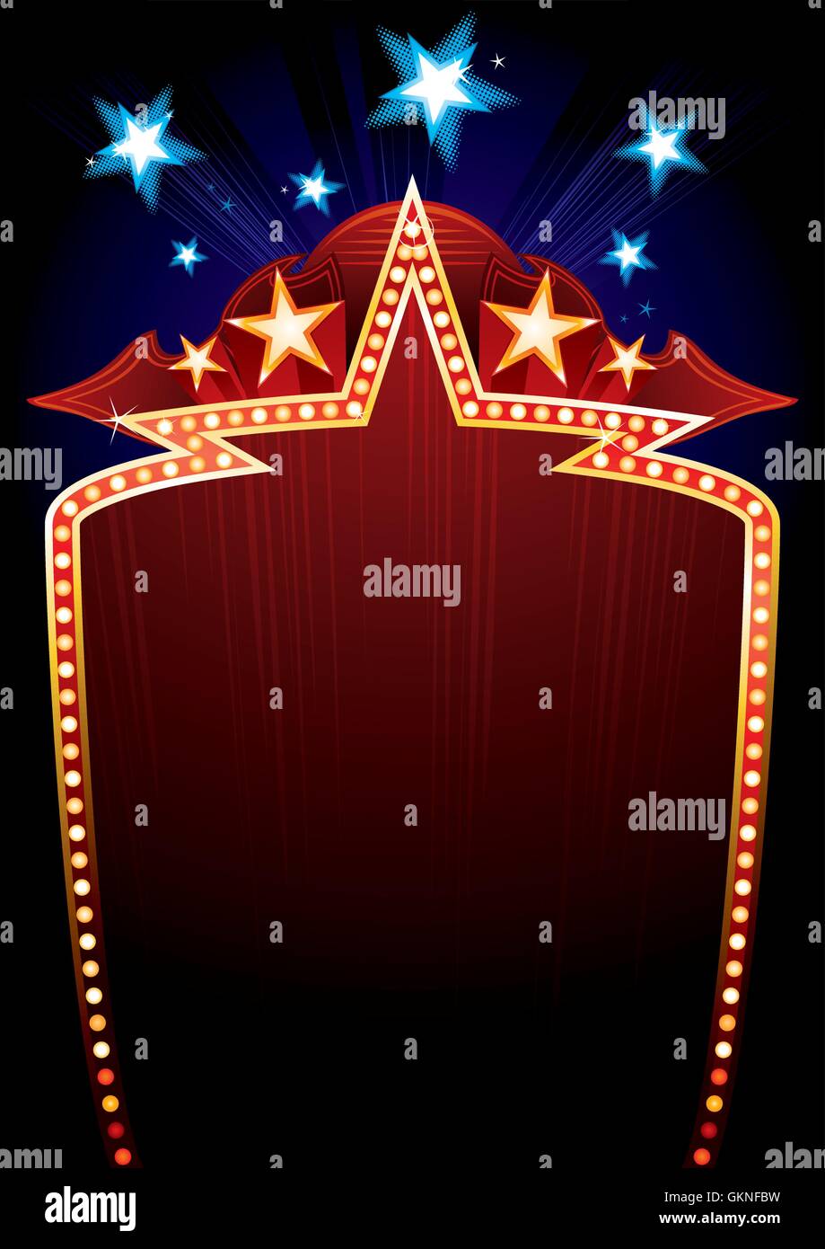 Théâtre Playhouse Theater affiche de cirque théâtre chapiteau star toile fond firework Illustration de Vecteur