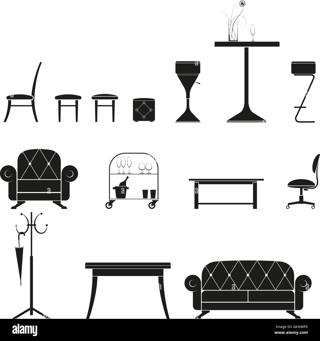 Silhouette meubles set Image Vectorielle Stock - Alamy