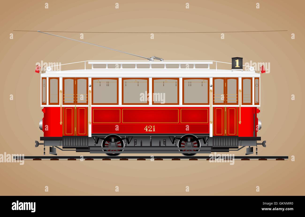 Tramway rouge traditionnel Illustration de Vecteur