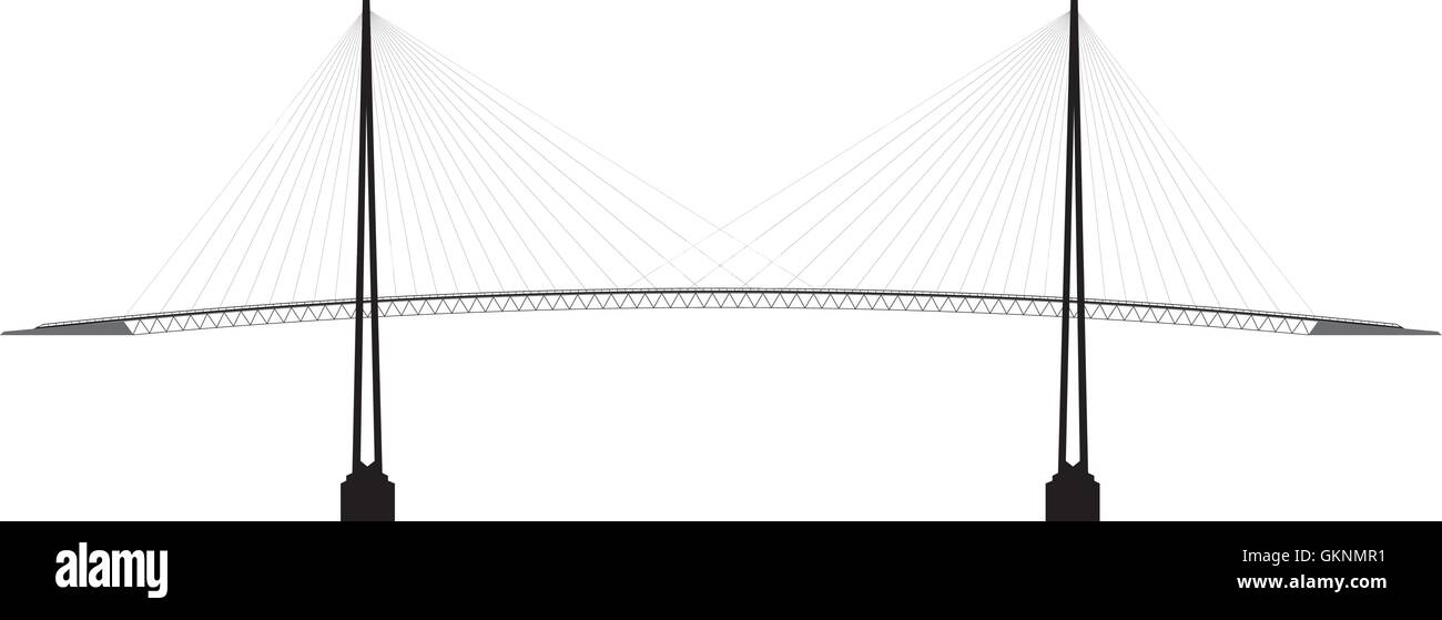 Pont à haubans profil Illustration de Vecteur