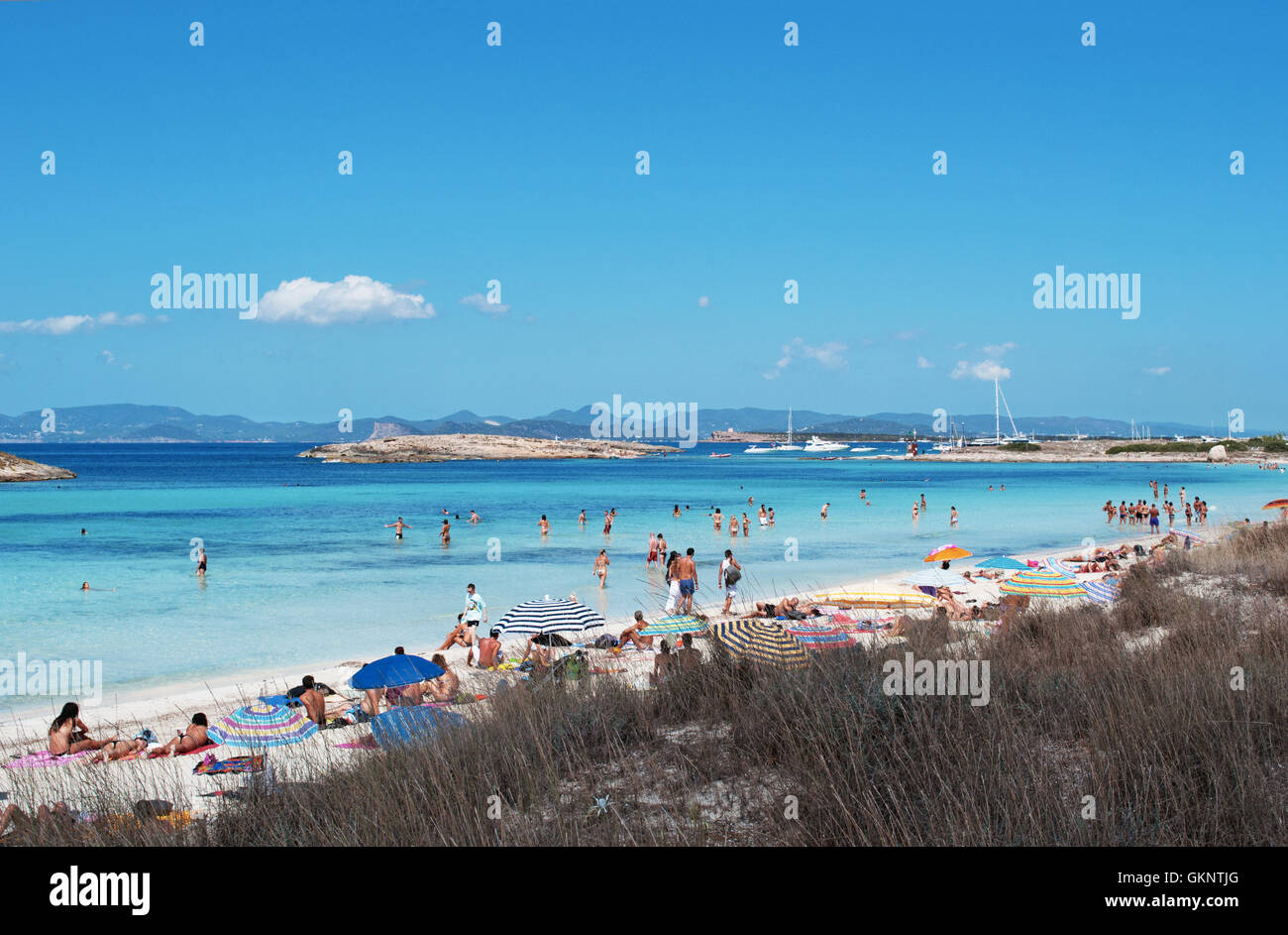 Îles Baléares, Formentera : Platja de Ses Illetes, une des plages les plus célèbres de l'île Banque D'Images