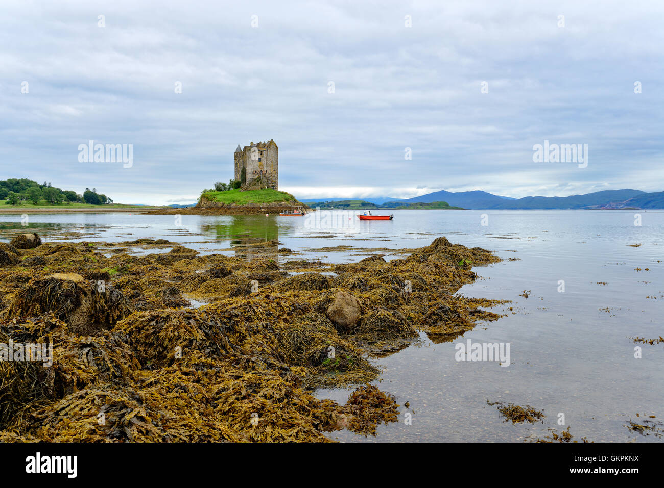 Château de Stalker sur Loch Laich à Argyll en Ecosse Banque D'Images