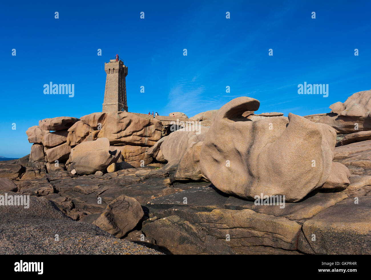 Phare de la cote de granit rose, Perros-Guirec, Bretagne, France Banque D'Images