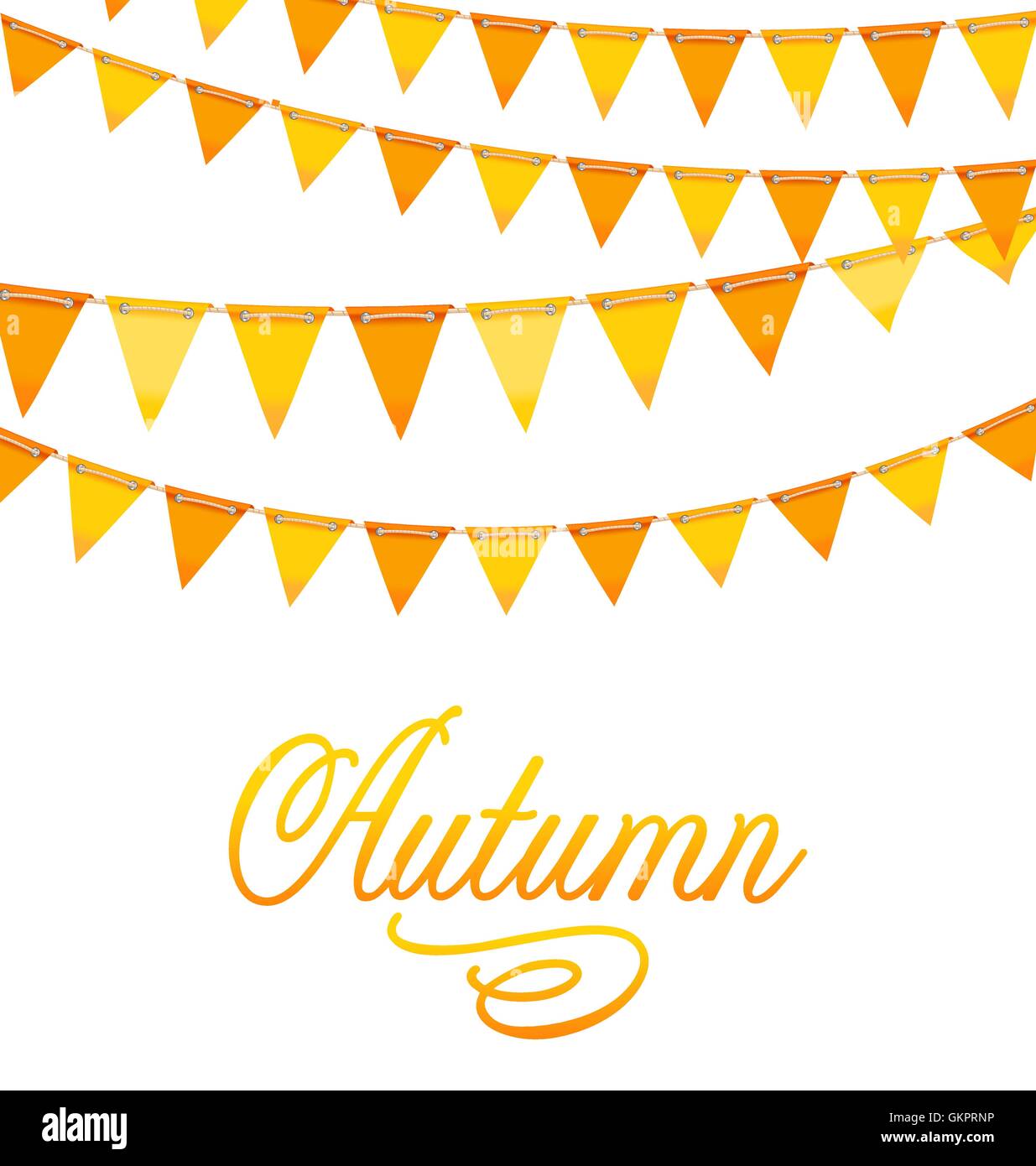 Décoration d'automne avec orange et jaune Bunting Flags Illustration de Vecteur