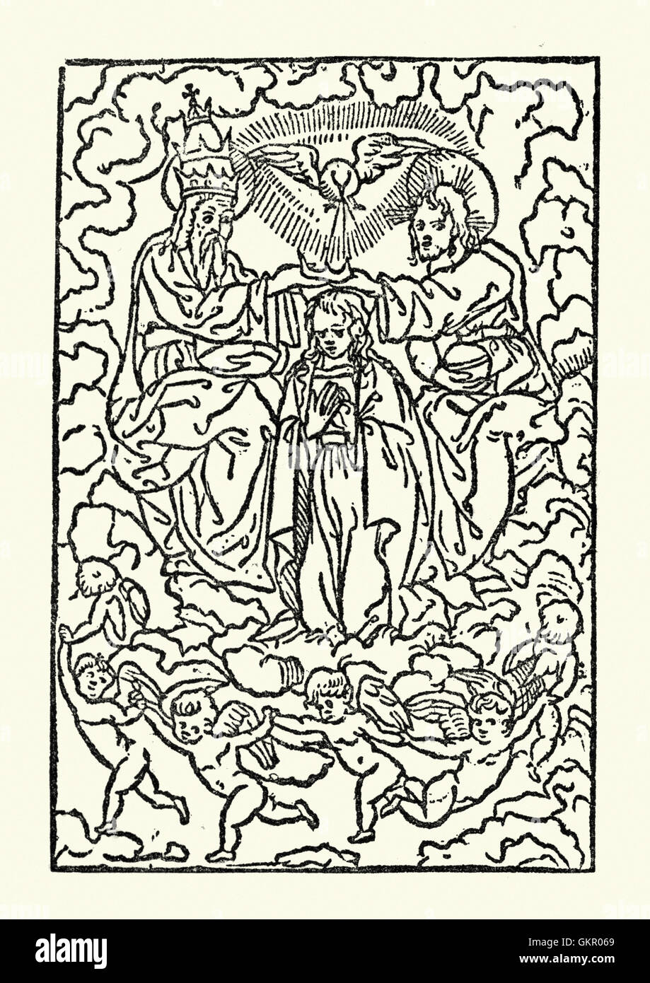 Gravure sur bois de l'Assomption de la Vierge Marie. De Troy's Livre d'heures, c.1525 Banque D'Images