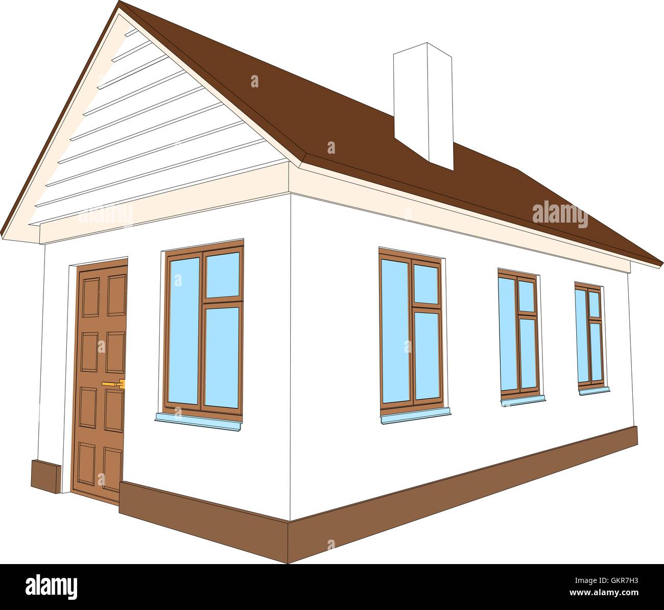 Nouvelle maison avec porte marron Illustration de Vecteur