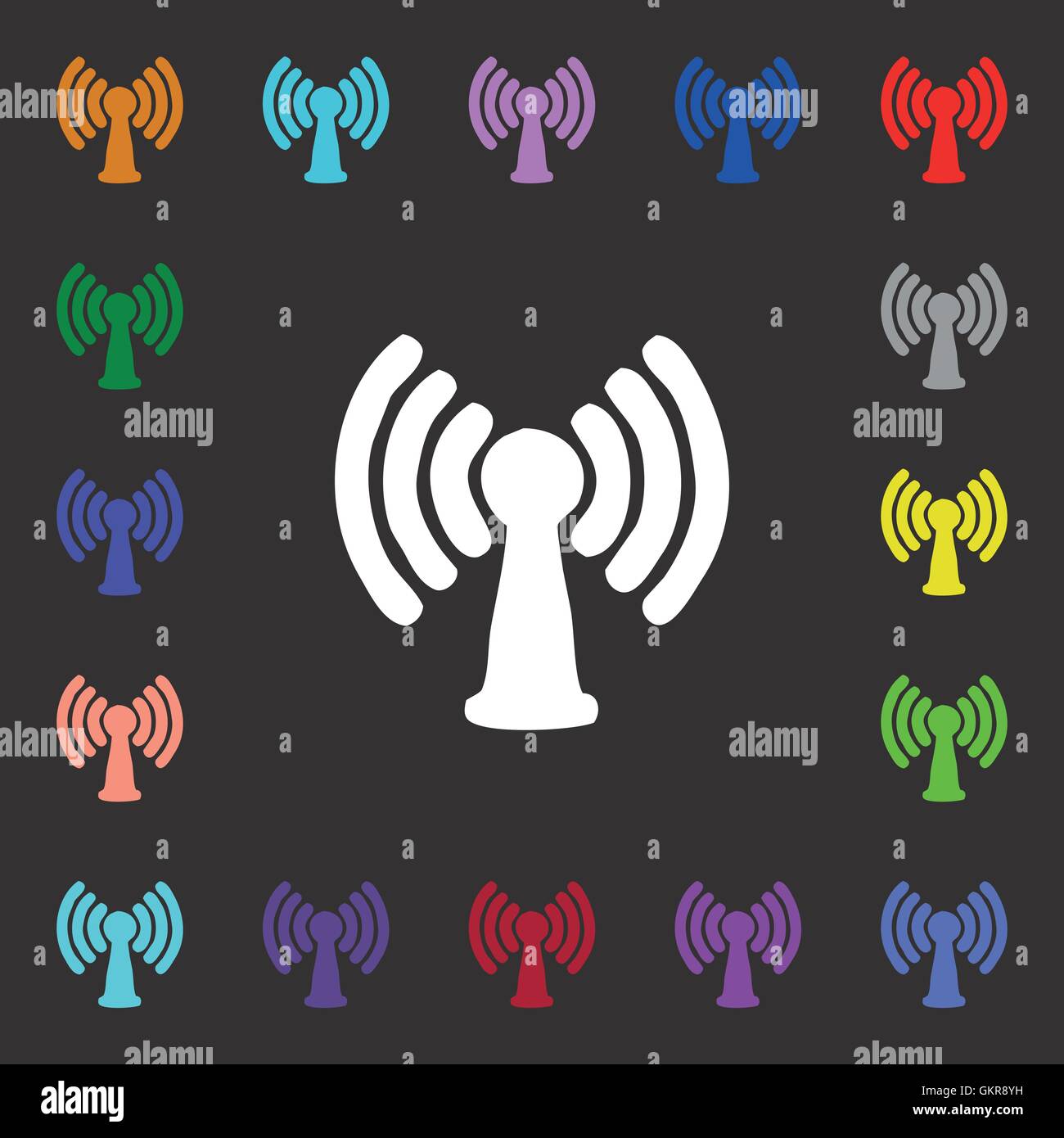 Wi-fi, icône internet signe. Beaucoup de symboles colorés pour votre conception. Vector Illustration de Vecteur