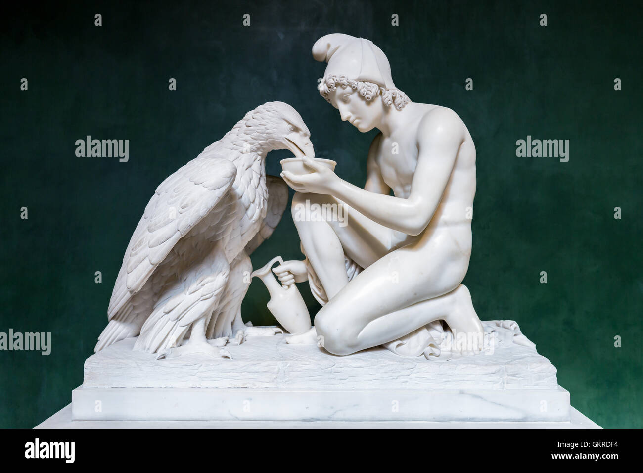 Sculpture de Ganymède avec Eagle Jupiters au Musée Thorvaldsen à Copenhague, Danemark Banque D'Images