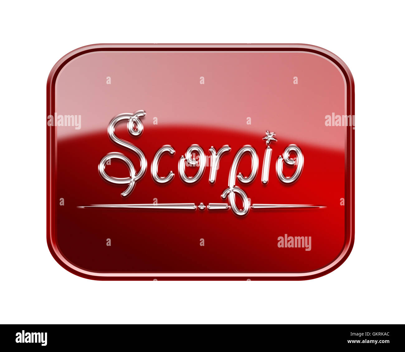 L'icône de zodiac scorpion rouge clair brillant, isolé sur fond blanc Banque D'Images