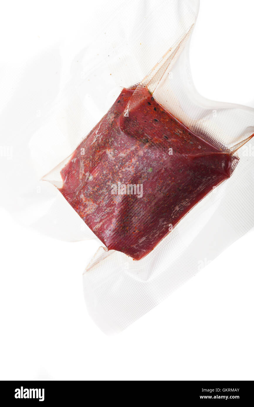 Steak dans un sac sous vide Banque D'Images