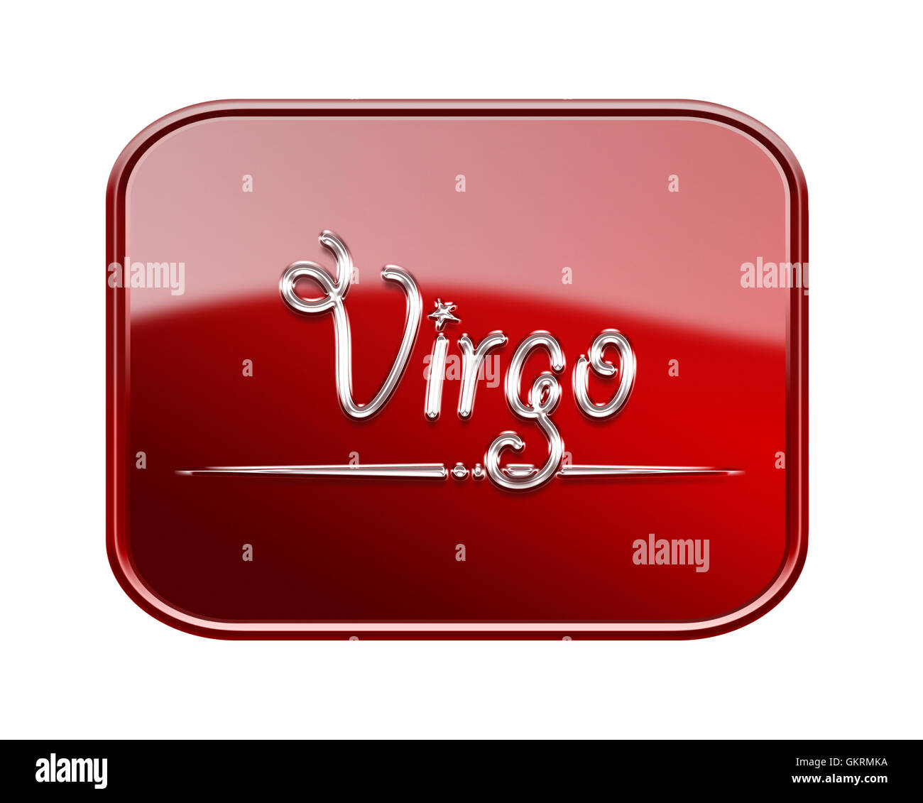 Zodiaque vierge rouge icône glossy, isolé sur fond blanc Banque D'Images