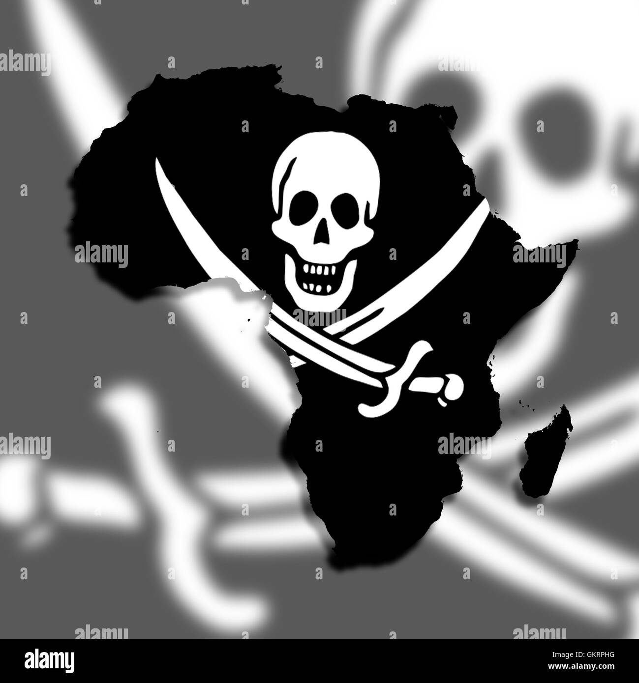 Carte de l'Afrique rempli d'un drapeau pirate Banque D'Images