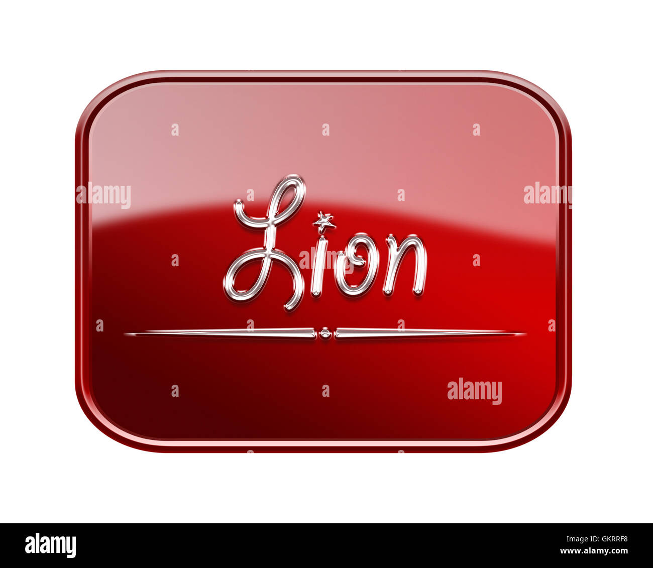 L'icône du zodiaque lion rouge clair brillant, isolé sur fond blanc Banque D'Images
