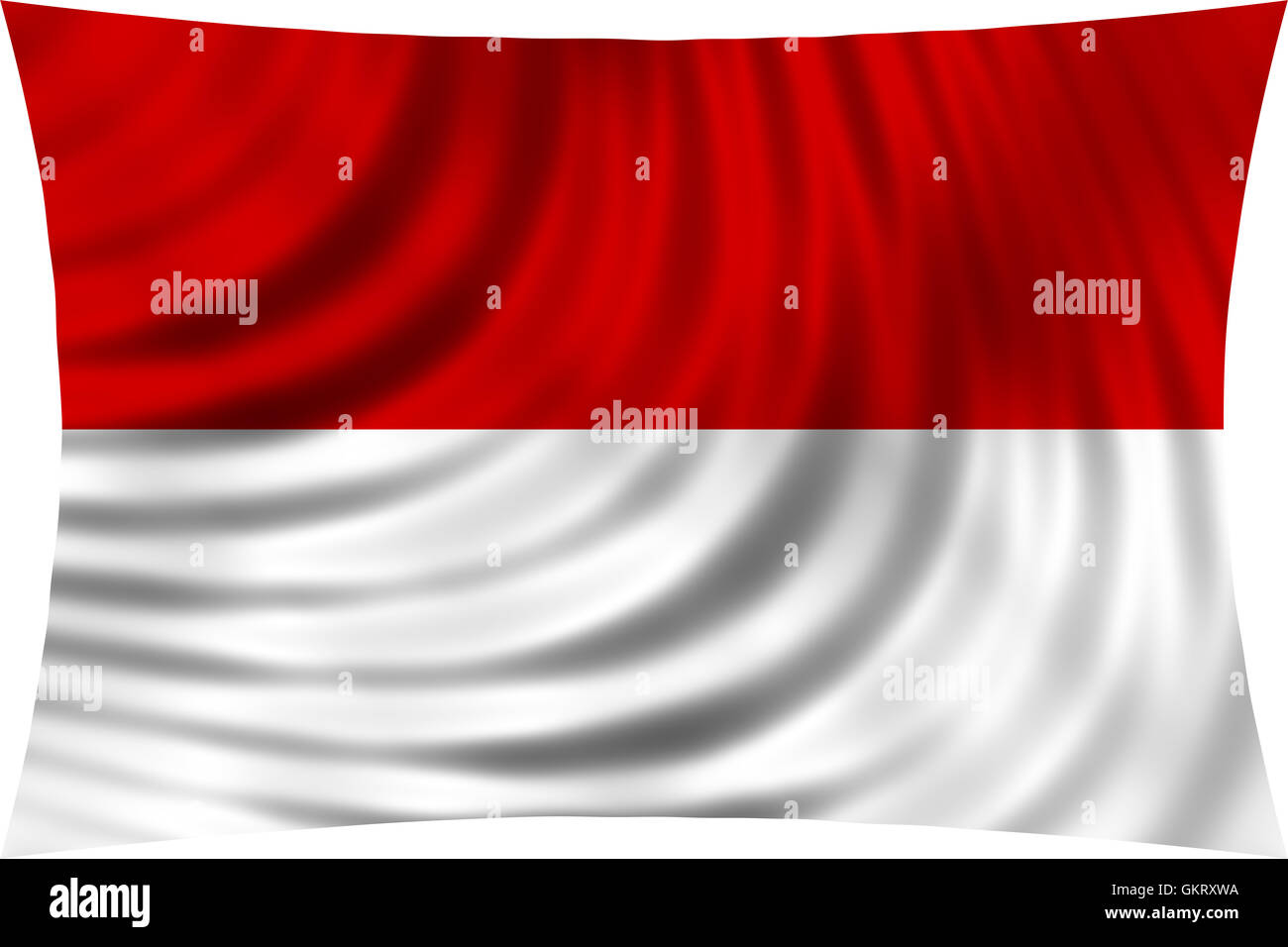 Drapeau de l'Indonésie, de Monaco, de la Hesse (Allemagne) en agitant dans vent isolé sur fond blanc. Drapeau national indonésien. Signe patriotique Banque D'Images