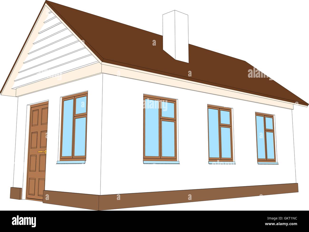 Maison blanche avec cheminée. Vector illustration Illustration de Vecteur