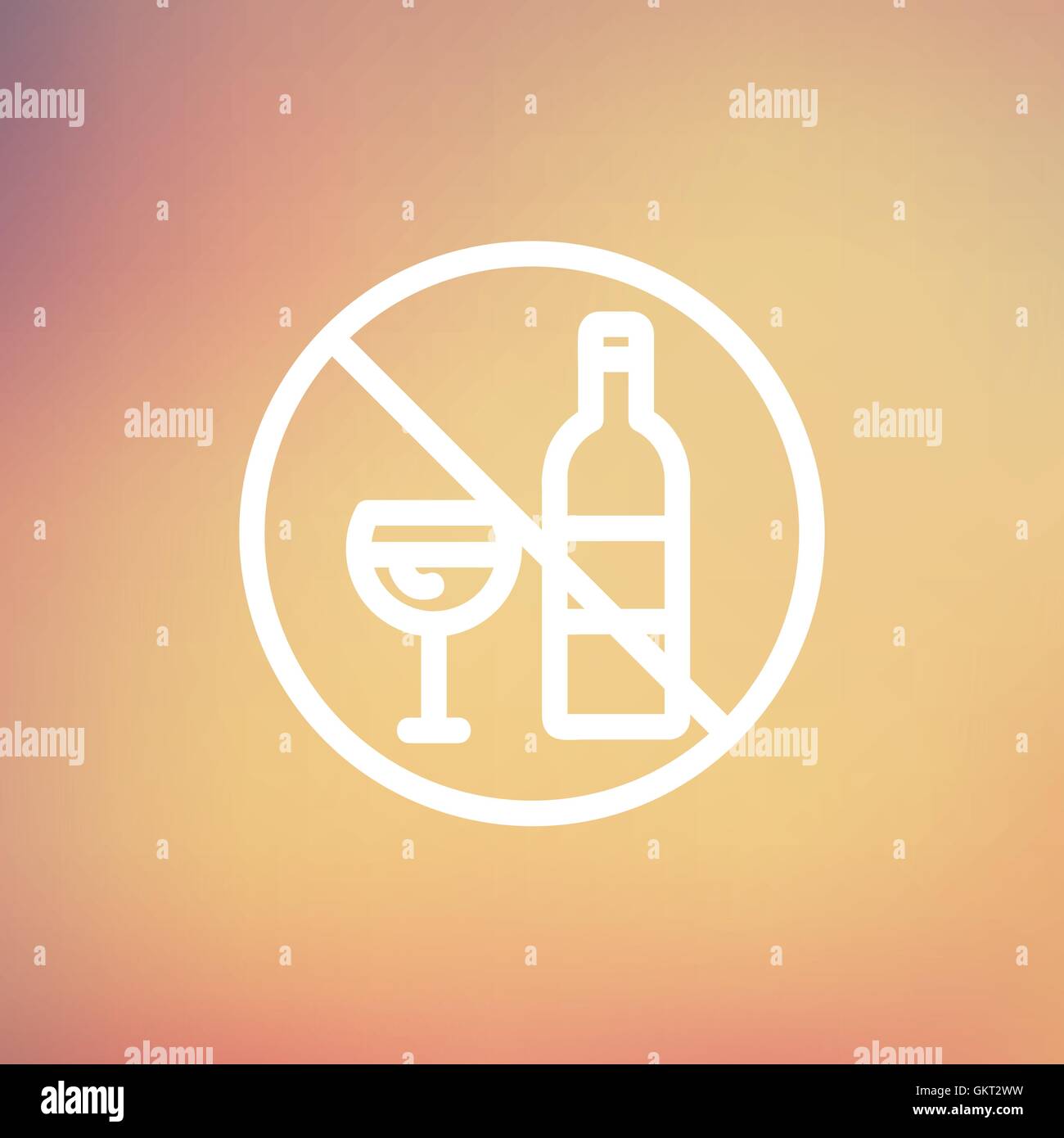 Aucun signe d'alcool l'icône de la ligne mince Illustration de Vecteur