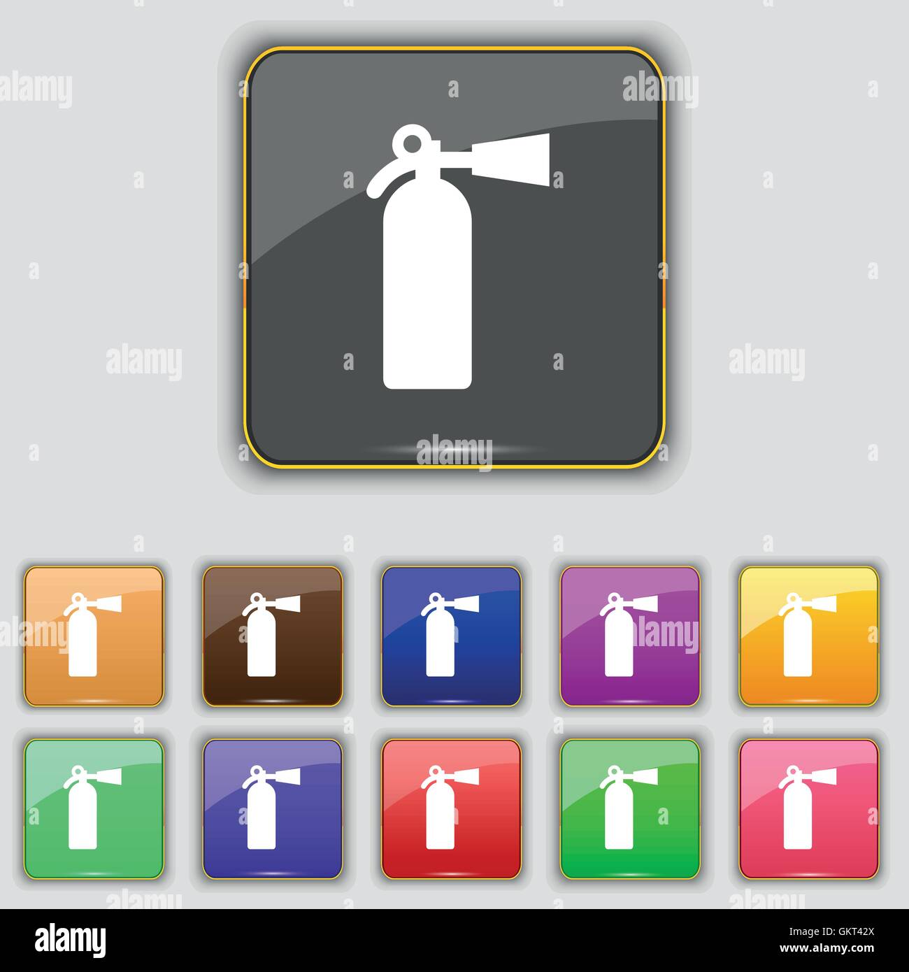 L'icône de l'extincteur signe. Set avec 11 boutons de couleur pour votre site. Vector Illustration de Vecteur