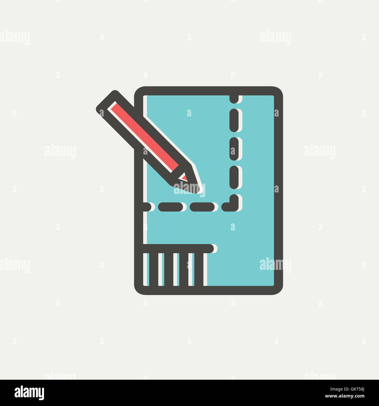 Maison papier et crayon à dessiner l'icône de la ligne mince Illustration de Vecteur