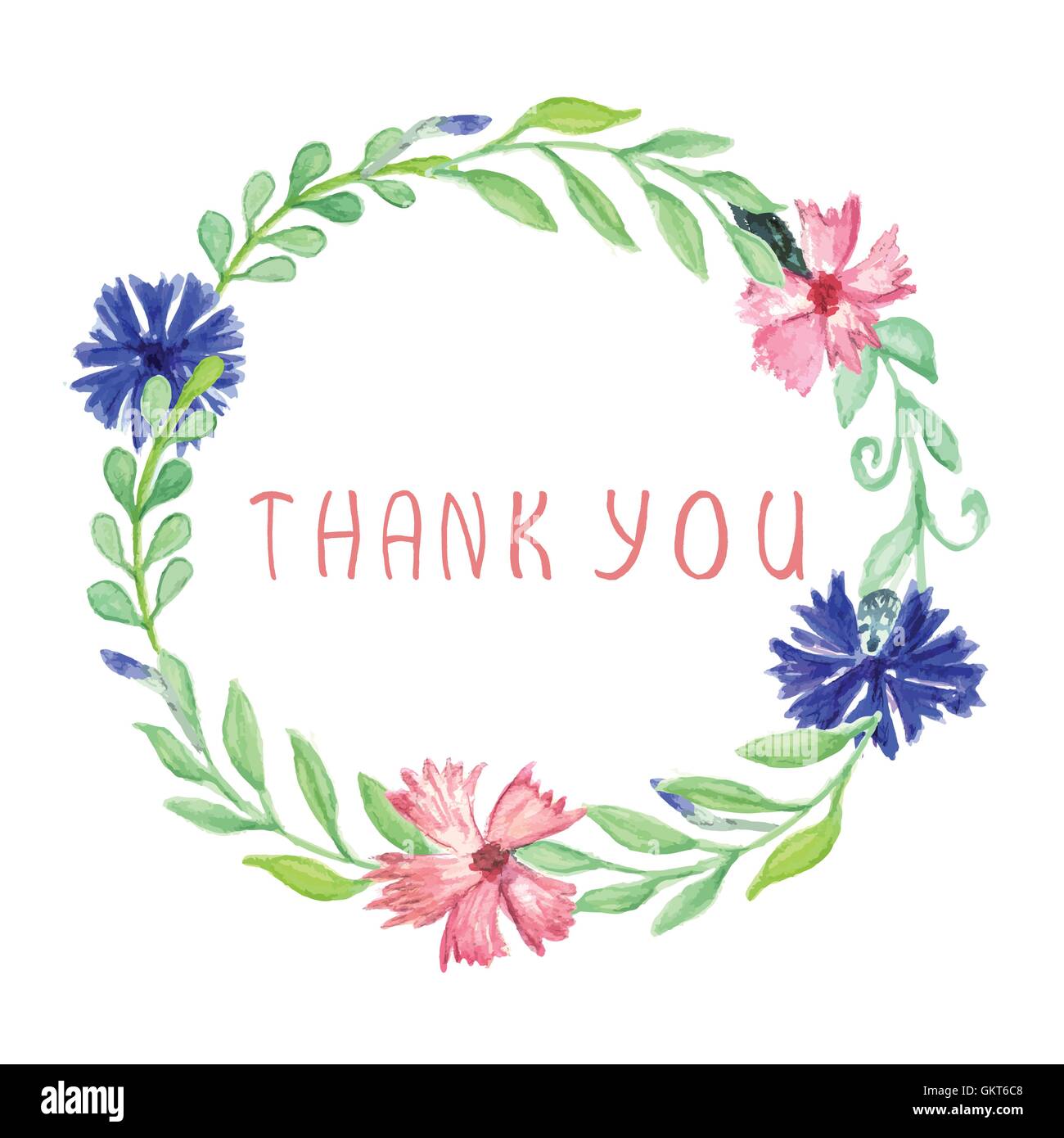Couronne de l'aquarelle avec des feuilles de bleuet, de rose et de girofle . Vector illustration pour la conception des emballages cadeaux, wrap, carte, invita Illustration de Vecteur