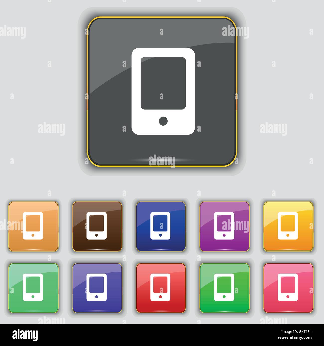 Icône tablette signe. Set avec 11 boutons de couleur pour votre site. Vector Illustration de Vecteur