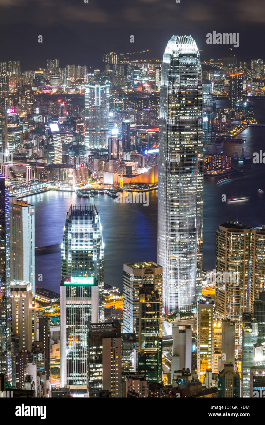 Hong Kong skyline at Night Banque D'Images