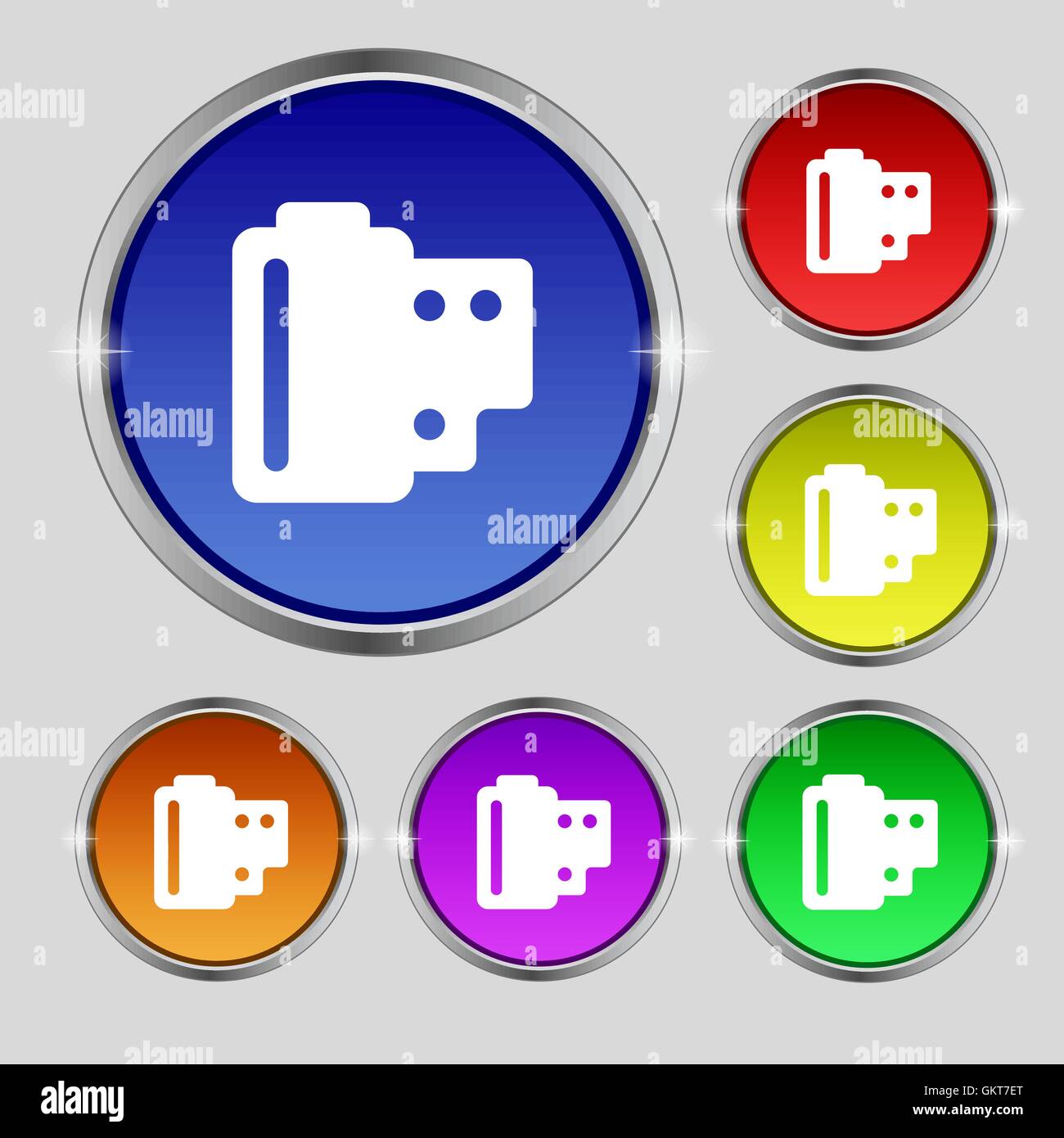 Films négatifs 35 mm signe l'icône. Le symbole rond sur les boutons de couleurs vives. Vector Illustration de Vecteur