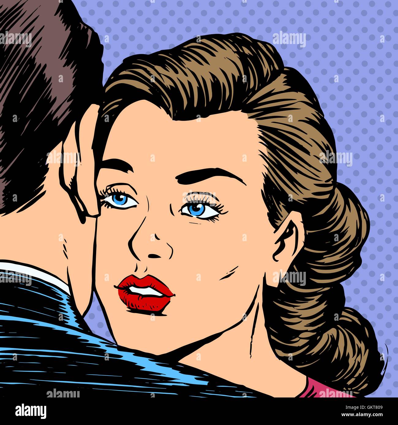 Woman hugging man avec le visage triste rencontre amour adieu tristesse Illustration de Vecteur