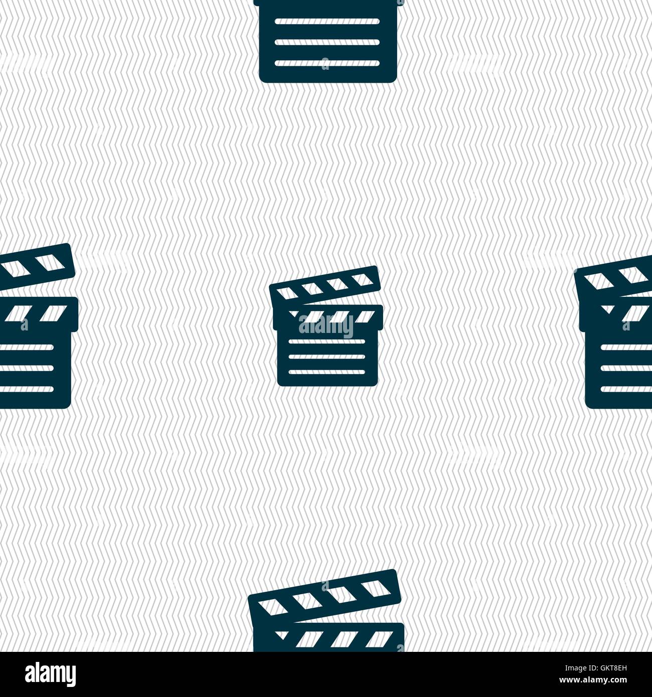 L'icône de cinéma Clapper signe. Motif géométrique transparente avec la texture. Vector Illustration de Vecteur