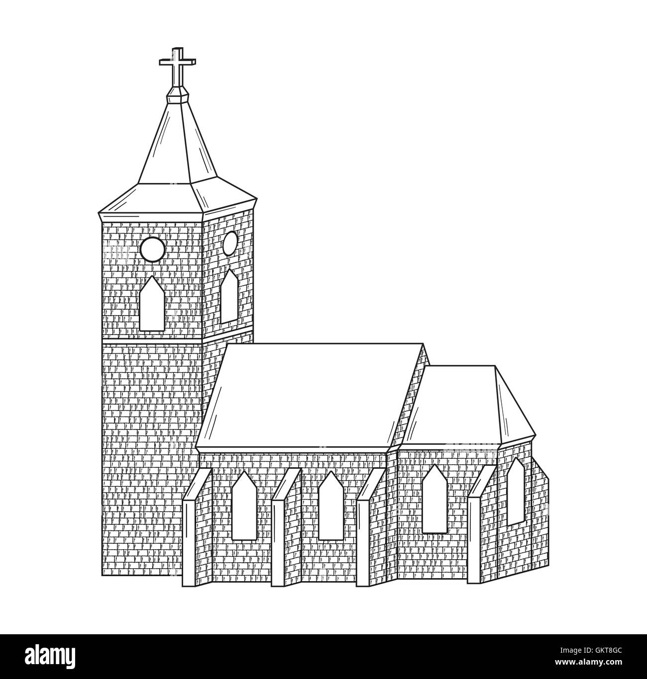 Croquis de l'église Illustration de Vecteur