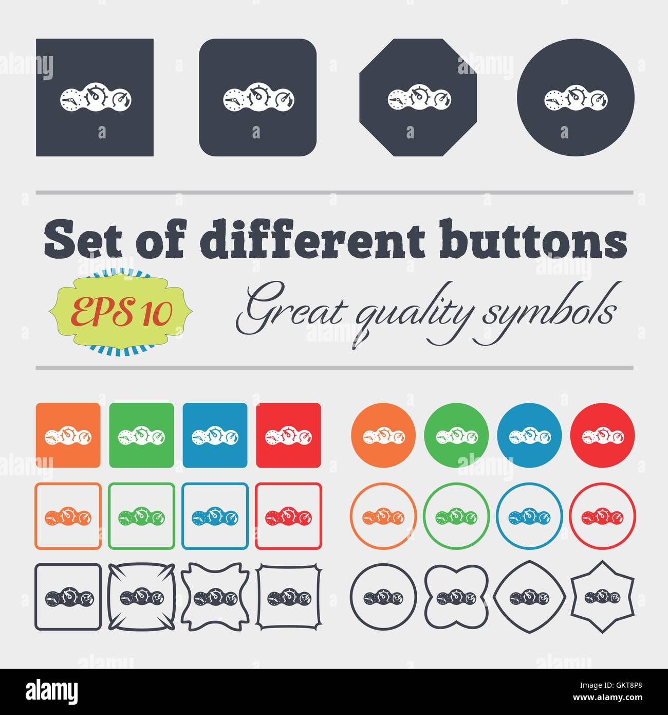 L'icône de l'indicateur de vitesse, signe. Grand jeu de colorful, diversifiée et de grande qualité boutons. Vector Illustration de Vecteur